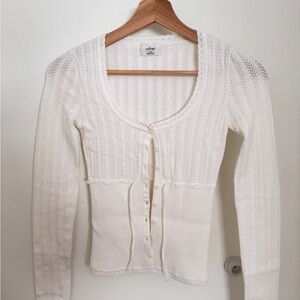 Aritzia Wilfred Cream Knit Button-Up Cardigan